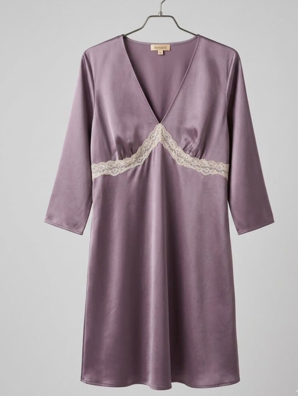 SENSARA Satin Quarte Sleeves Lilac night gown size XL